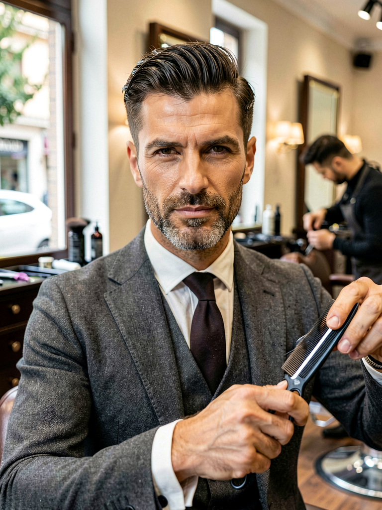 Barber at work